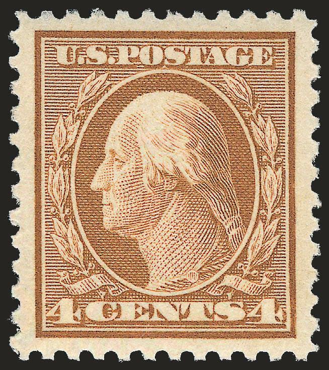 4c Brown (503).> Mint N.H., brilliant color, crisp impression, perfectly centered with Jumbo margins, Extremely Fine Gem, a gorgeous stamp, with 2009 P.S.E. certificate (Superb 98 Jumbo unpriced in SMQ above
the grade of 98, SMQ $700.00 as 98), only