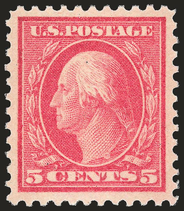 5c Rose, Error (505).> Barest trace of hinging, brilliant color, wide and balanced margins, Extremely Fine Gem, with 2007 P.S.E. certificate (OGph, XF-Superb 95 SMQ $600.00)