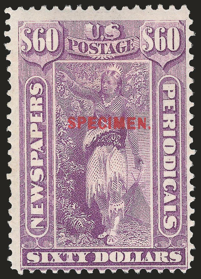 2c-$60.00 1879 Unwatermarked Issue, Specimen Ovpt. (PR57S-PR79S).> Each with clear red Specimen. overprint, original gum, h.r., rich colors, few small imperfections, overall fresh and Fine-Very
Fine