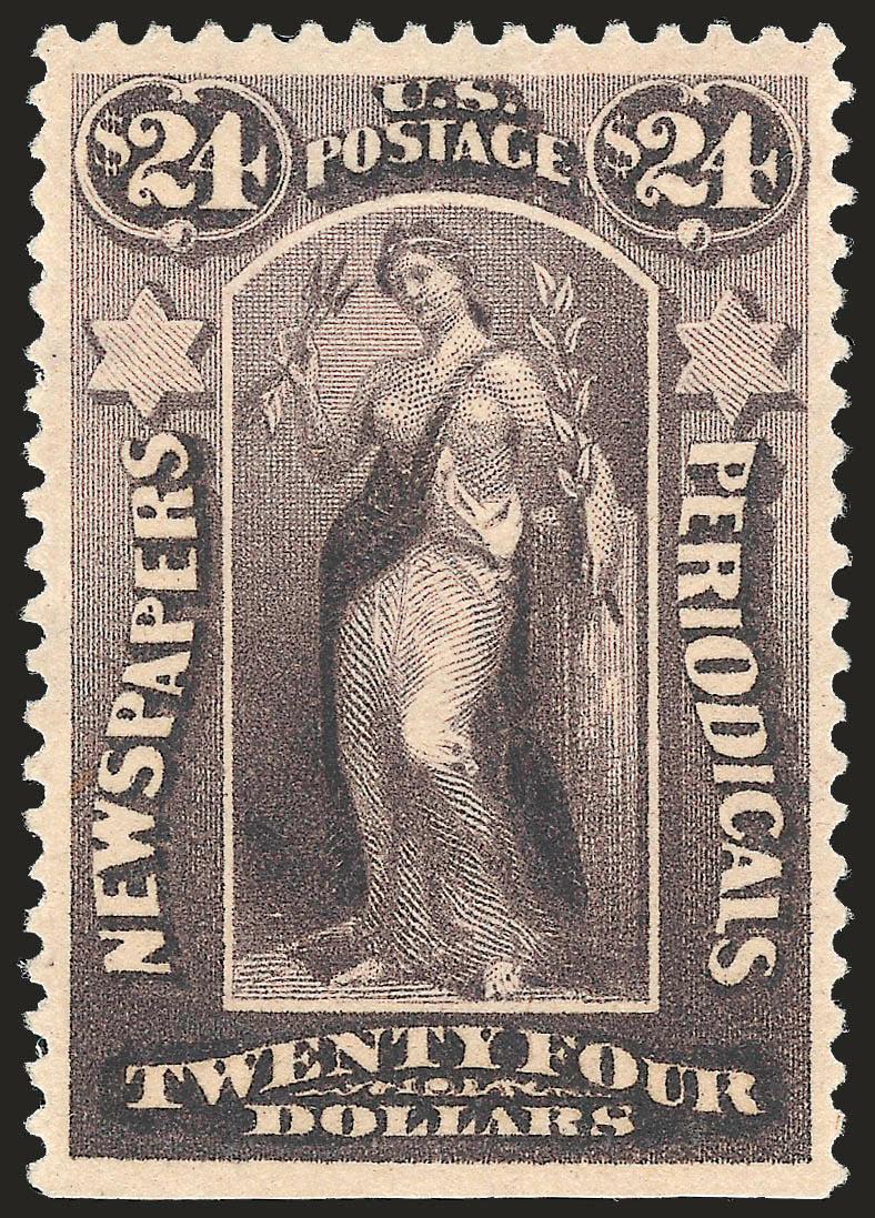 $24.00 Dark Violet, 1879 Issue (PR76).> Unused (no gum), s.e. at bottom, wide and balanced margins, rich color, Very Fine, Scott Retail as no gum