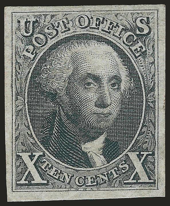 10c Black, Reproduction (4).> Without gum as issued, intense shade, large margins all around, Extremely Fine, a beautiful stamp, with 1976 P.F. certificate