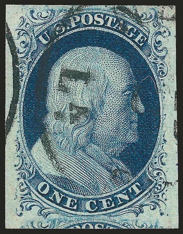 1c Blue, Ty. II (7).> Position 26L2, large to huge margins incl. significant portion of adjoining stamp at bottom, neat strike of New Orleans circular datestamp, Extremely Fine Gem