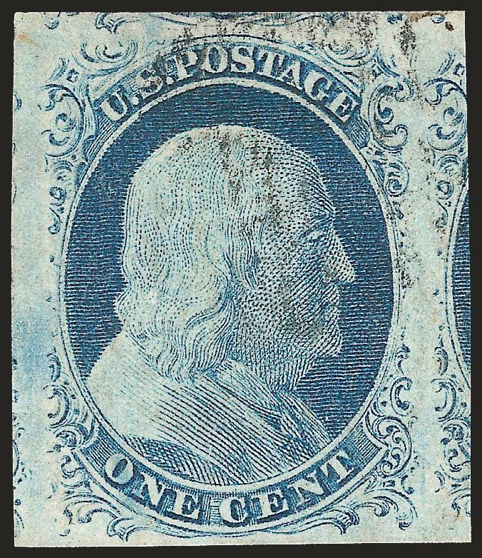 1c Blue, Ty. IV (9).> Position 99R1L, recut once at top, huge margins to full incl. part of stamps on three sides, detailed impression, unobtrusive cancel, Extremely Fine Gem