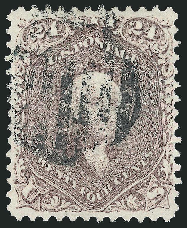 24c Lilac (78).> Pretty shade on post-office fresh paper, bold strike of grid cancel, well-proportioned margins, fresh and Extremely Fine, ex Sheriff