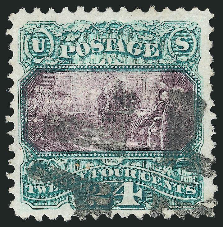 24c Green & Violet (120).> Unusually nice margins and centering, bold crossroads cancel, Very Fine, with 2003 P.F. certificate