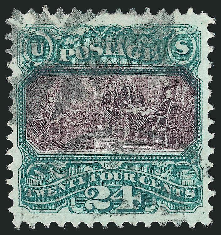 24c Green & Violet (120).> Rich colors on bright paper, cork cancel, Extremely Fine