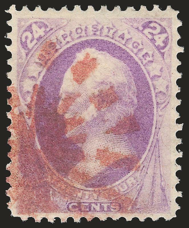 24c Purple (153).> Bright shade, <red New York Foreign Mail Geometric> cancel (Ty. GE-C2), Very Fine and choice, with 1988 P.F. certificate