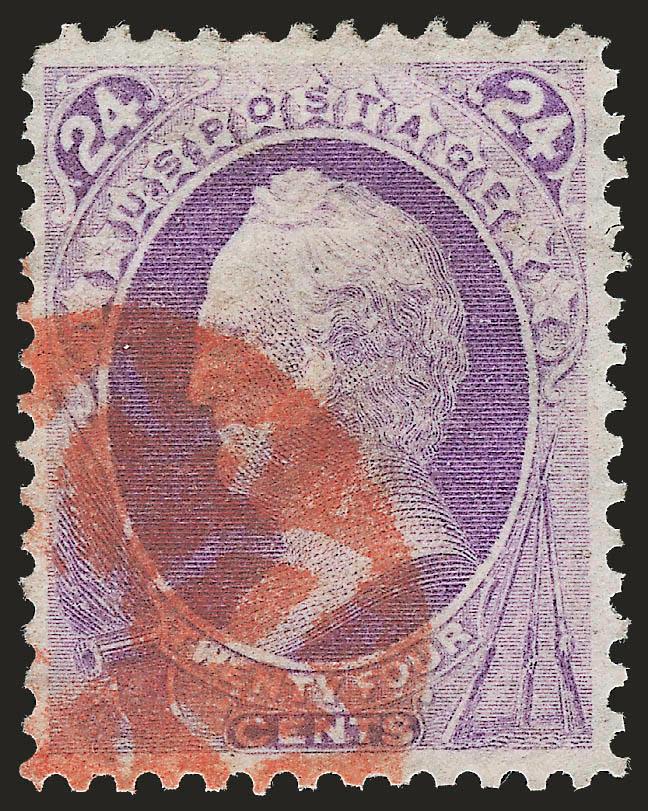 24c Purple (153).> Rich color nicely complemented by <red New York Foreign Mail Geometric> cancel (Ty. GE-EP11), Very Fine and choice, ex Newbury