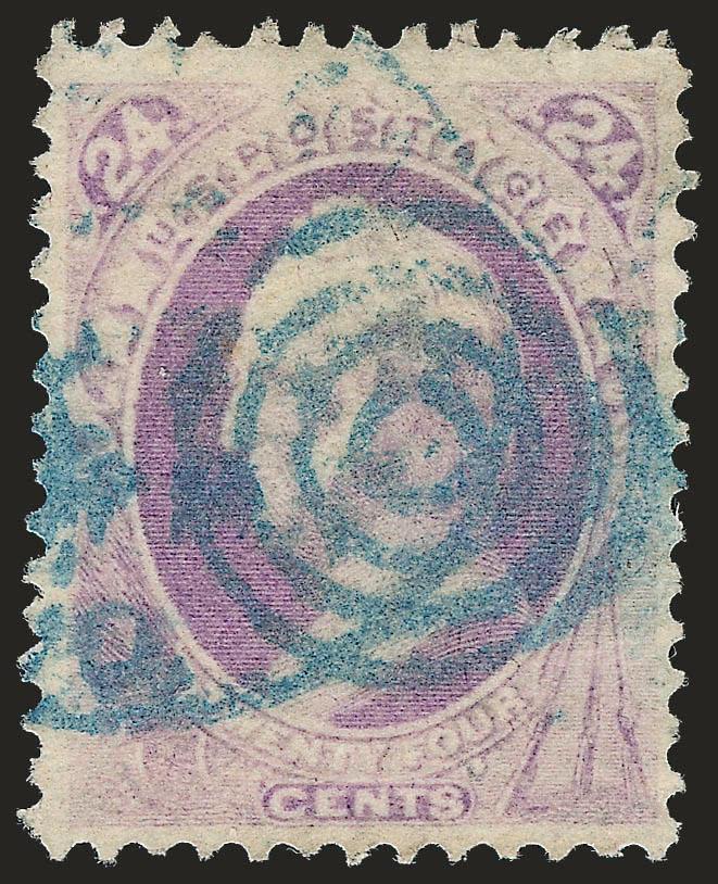 24c Purple (153).> Well-balanced margins, rich color, well-struck <blue> target and matching Cincinnati O. circular datestamp, Very Fine, a beautiful stamp, with 1986 P.F. certificate