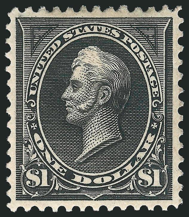 $1.00 Black (261).> Original gum, small h.r., detailed impression, well-proportioned margins, light soiling on top perfs and reperfed at right (neither mentioned on certificate), Extremely Fine, with 1991 P.F.
certificate