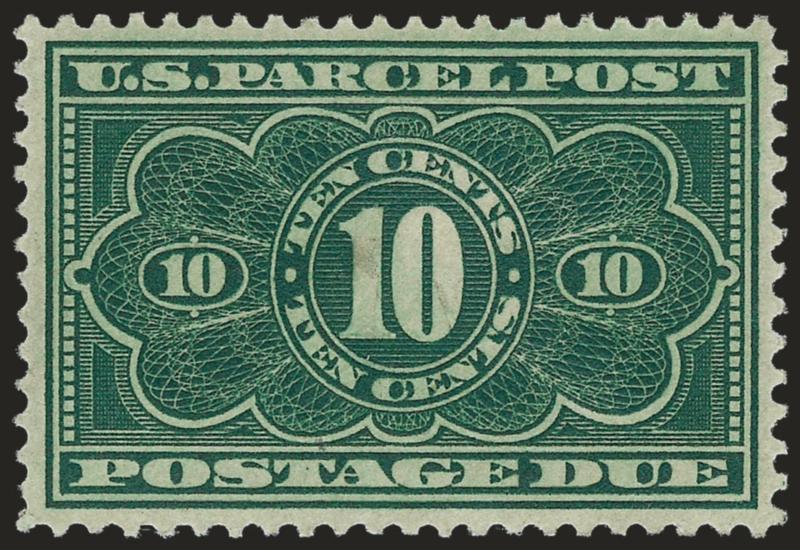 10c Dark Green, Parcel Post Postage Due (JQ4).> Mint N.H., detailed impression, well-proportioned margins, fresh and Extremely Fine, with 1998 P.F. certificate
