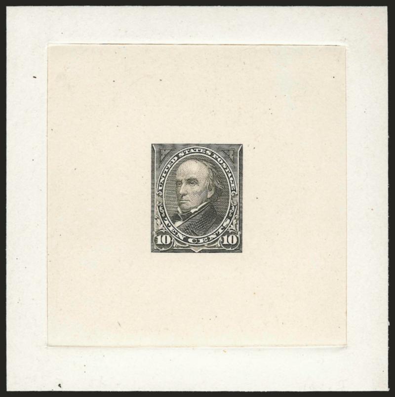 10c Gray Black, Ty. II, Large Die Trial Color Proof on India (283TC1).> On 78 x 78mm card with full die sinkage, bright shade, Very Fine and choice, a scarce trial color proof, this shade unlisted in Scott (only
Orange and Sepia are listed), Scott Re