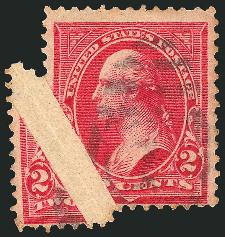 2c Red, Ty. IV (279B).> Dramatic <pre-printing paperfold> at lower left which causes a 5mm gap in the design as well as freak perfs, neat strike of duplex cancel, some slight toning, still Very Fine and unusual
misprint