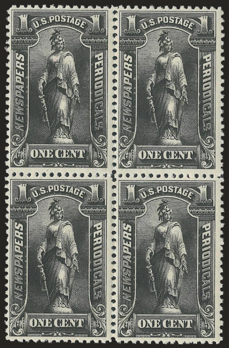 1c Black, 1895 Issue (PR102).> Block of four, original gum, lightly hinged, intense shade and impression, Fine-Very Fine