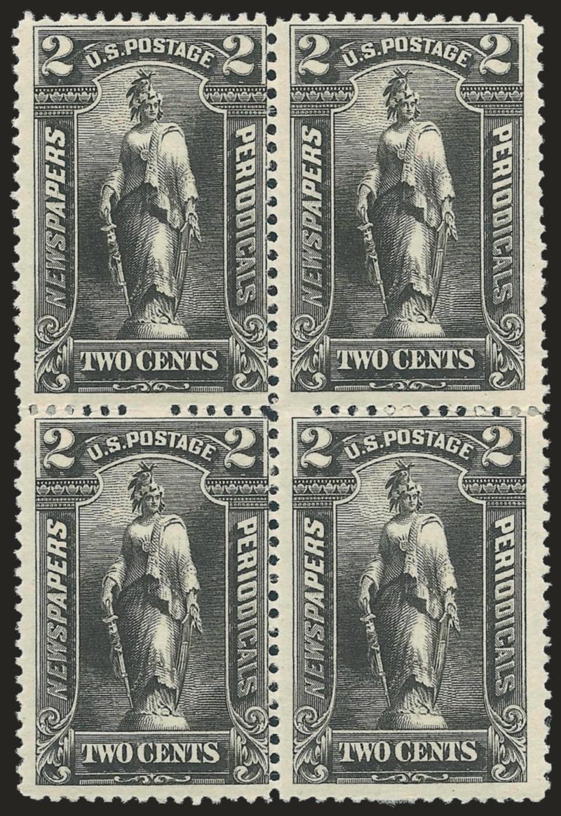 2c Black, 1895 Issue (PR103).> Block of four, original gum, h.r., bright shade, fresh and Fine