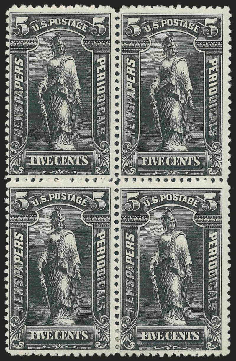 5c Black, 1895 Issue (PR104).> Block of four, original gum, h.r., detailed impression on bright paper, fresh and Fine
