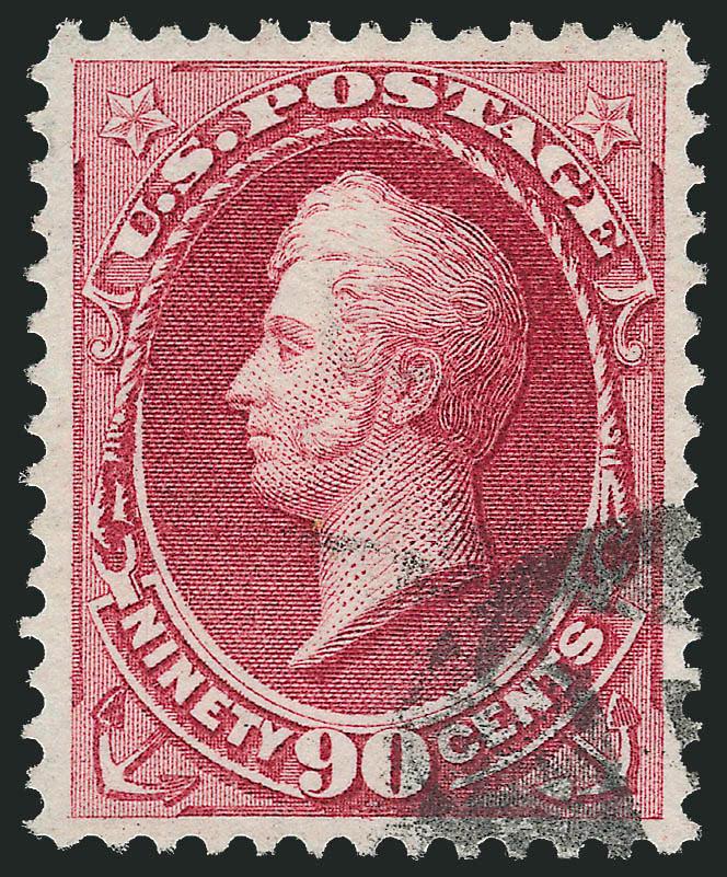 90c Rose Carmine (166).> Radiant color as fresh as the day it was printed on bright paper, wide and balanced margins, neat strike of cork cancel at bottom right leaves design clearly visible<><>^EXTREMELY FINE
GEM. A SUPERB USED EXAMPLE OF THE 90-C