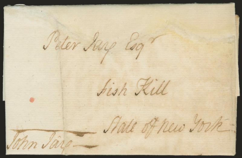 John Jay.> President of the Continental Congress (1778-79), delegate from New York (1774-77, 1778-79), Secretary of Foreign Affairs and Secretary of State under Washington, first Chief Justice of the Supreme
Court, autograph free frank <<John Jay>>