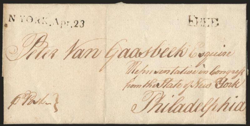 Letters from Members of Congress.> Three, incl. free frank from Joshua Coit from 1794 with enclosure discussing possibility of war with England second is ALS from Uriah Tracy datelined <<Litchfield 6th June
1799>> third is folded cover addressed