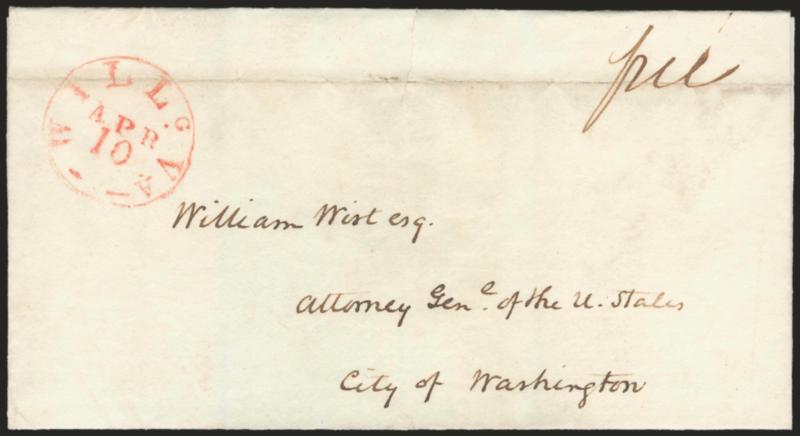Williamsburg Va.> 16, from 1820s-1840s with couple later, each with Williamsburg circular datestamp, several styles, variety of destinations, ms. rates incl. Free (to Attorney Gen. U.S.), Way 10, 10, 12.5, 18
34, and 20, couple small f