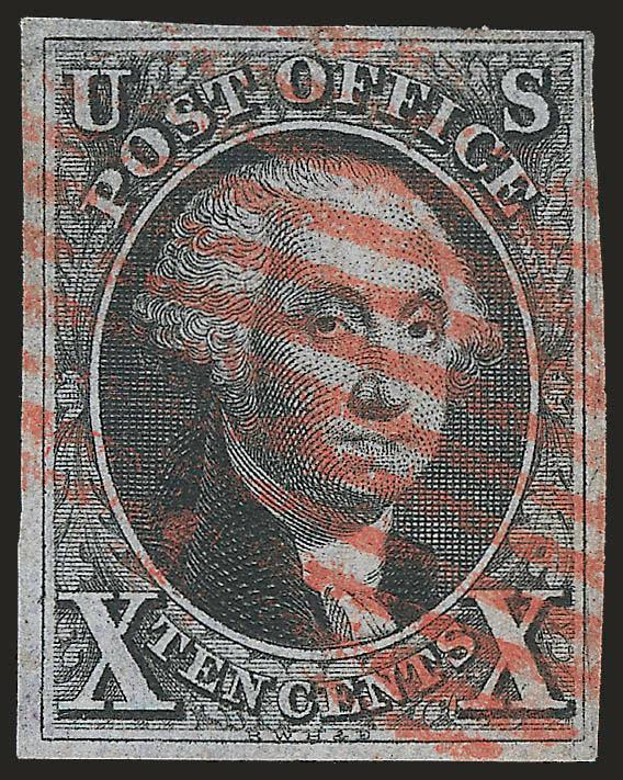 10c Black (2).> Ample to large margins, red grid cancels, Very Fine, with 1994 P.F. certificate