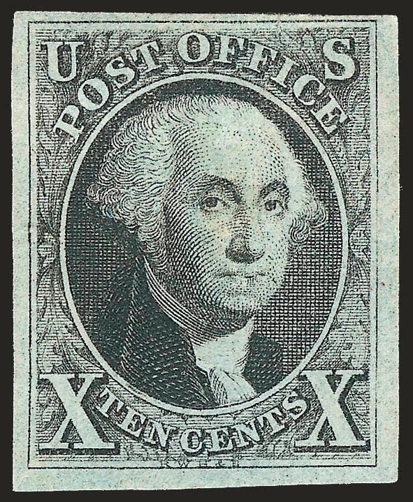 10c Black (2).> Three huge margins, ample at top, lightened blue cancel, couple small thin spots, appears Very Fine, with 2009 P.F. certificate