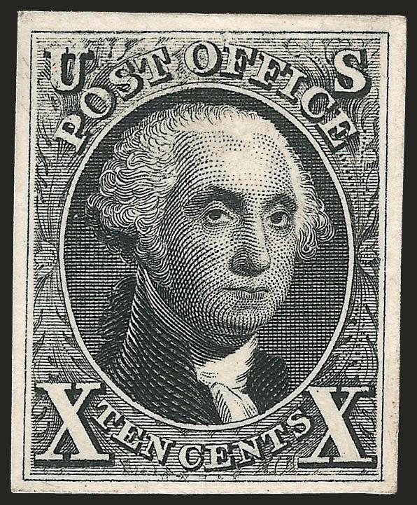 5c Red Brown, 10c Black, Reproduction, Plate Proofs on Card (3P4-4P4).> Ample to huge margins, Very Fine and choice