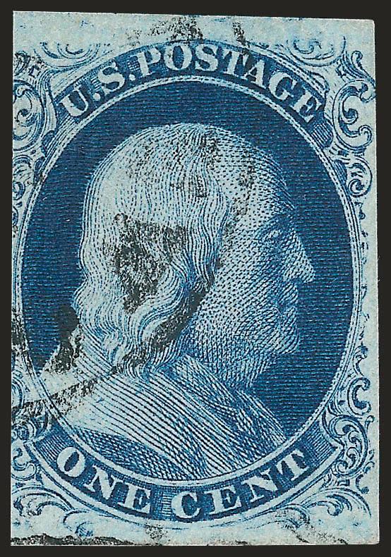 1c Blue, Ty. III (8).> Pos. 74R4, clear to cut in at sides, large margins top and bottom clearly showing the Type III breaks, neat circular datestamp, Very Good, with photocopy of 2006 P.S.E. certificate for
pair
