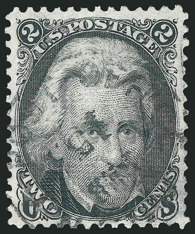 2c Black, Z. Grill (85B).> Remarkably well-centered for this difficult issue, Post Office circular datestamp, thin spot at bottom right corner, Extremely Fine appearance