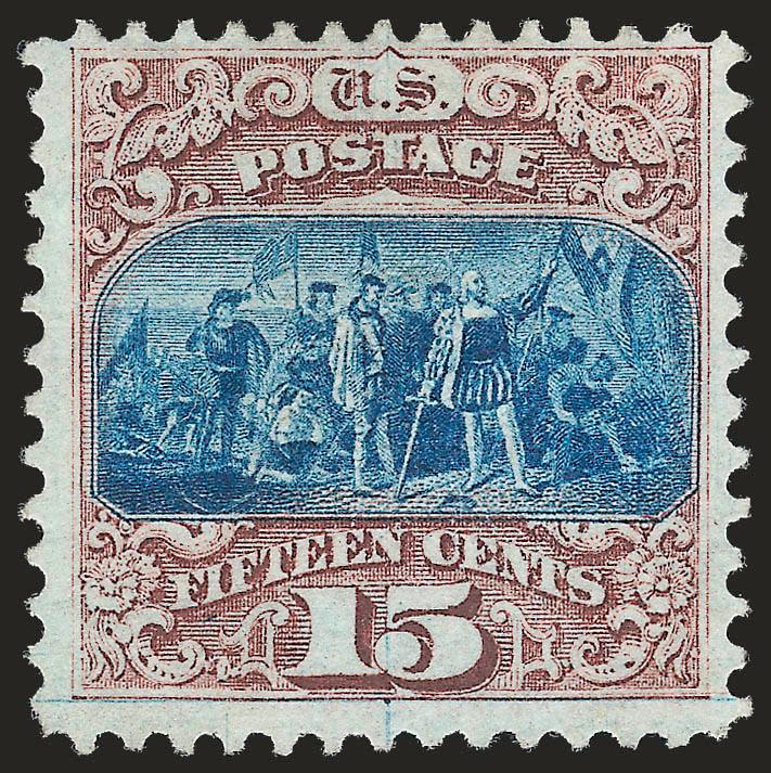 15c Brown & Blue, Ty. I (118).> Unused (no gum), rich colors and clear impression, Fine