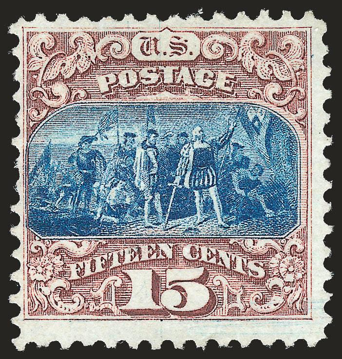 15c Brown & Blue, Ty. I, Double Grill (118 var.).> Unused (no gum), rich colors, reperfed at left, crease bottom right, Fine appearance, with 1976 P.F. certificate, Scott Retail as normal no gum single, with
original gum this varietys value is 80% g
