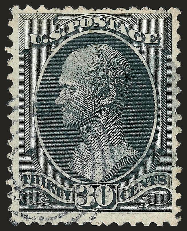 30c Black, Grill (143).> H. Grill, nice margins and well-centered, seven-ring target cancel, couple nibbed perfs and small filled corner thin, otherwise Very Fine