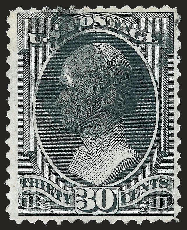 30c Black, Grill (143).> H. Grill, nicely centered, cork cancel, reperfed top and right, Very Fine appearance