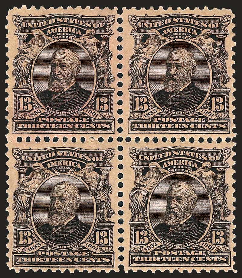 13c Purple Black (308).> Mint N.H. block of four, choice dark shade, Fine-Very Fine