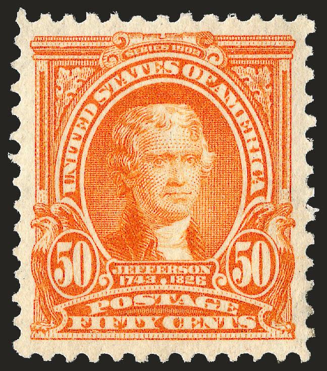 50c Orange (310).> Wide margins and almost precise centering, choice vivid color on bright paper, lightly hinged, Extremely Fine Gem, with 2008 P.S.E. certificate (XF-Superb 95 SMQ $1,050.00)