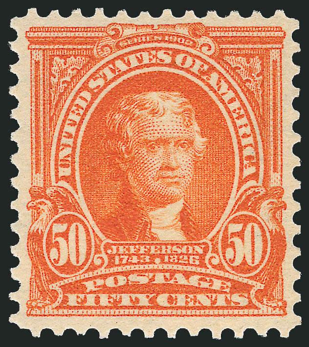 50c Orange (310).> Rich color, barely hinged, Very Fine and choice, with 2009 P.S.E. certificate (VF-XF 85 SMQ $485.00)