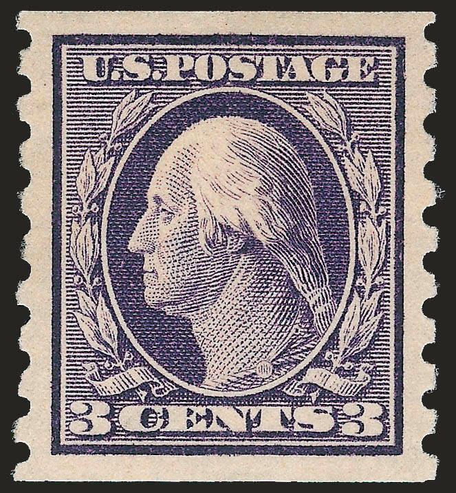 3c Deep Violet, Coil (394).> Rich color on bright paper, mathematically perfect centering with wide margins, Extremely Fine Gem, with 2009 P.S.E. certificate (OGh, Gem 100 unpriced in SMQ above the grade of 98,
SMQ $230.00 as 98), one of only three