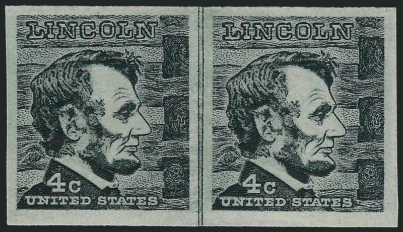 4c Lincoln Coil, Imperforate (1303b).> Mint N.H. joint line pair, Very Fine
