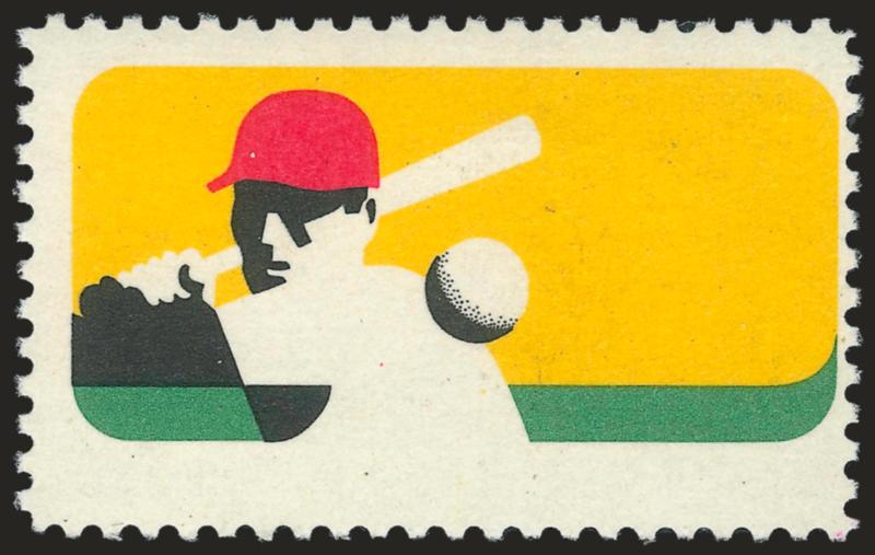 6c Baseball, Black Omitted (1381a).> Mint N.H., Very Fine and choice, normal stamp accompanies for comparison