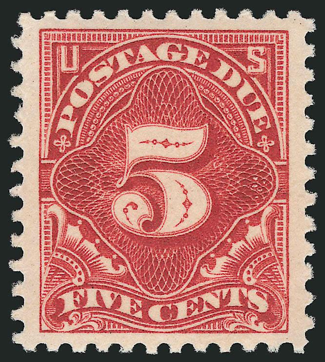5c Deep Claret (J64b).> Mint N.H., deep rich color on bright paper, perfectly centered with wide margins, Extremely Fine Gem, with 2007 P.S.E. certificate (XF-Superb 95 Jumbo SMQ $230.00 as 95, 580.00 as 98),
this is the highest grade awarded to dat