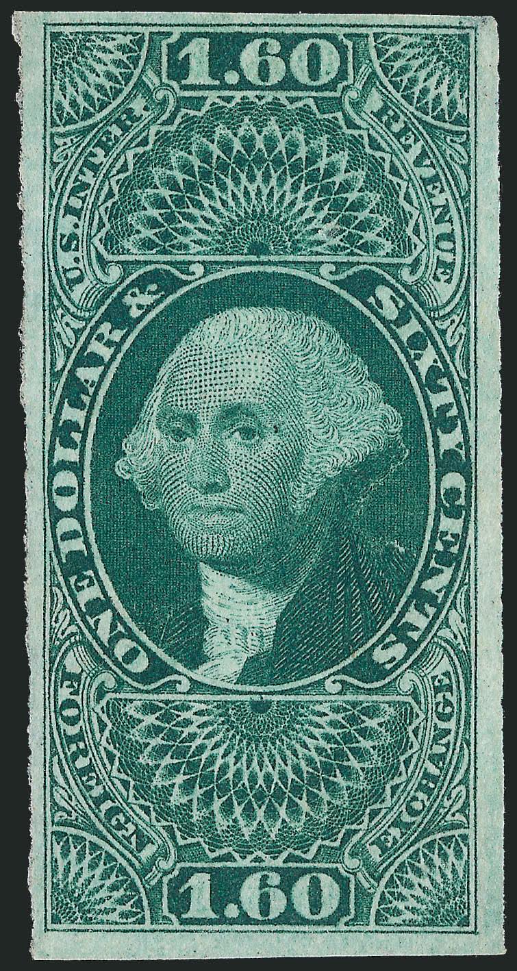 $1.60 Foreign Exchange, Imperforate (R79a).> Ample to large margins, deep rich color, no evidence of cancel and appears unused, minor thin spot top right, Very Fine appearance
