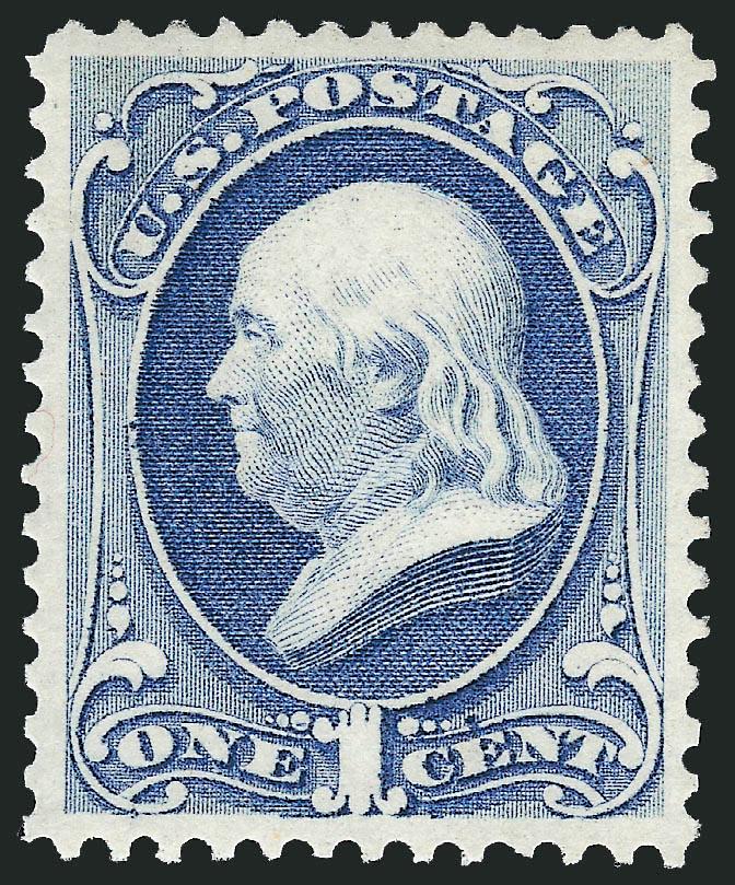 1c Ultramarine (156). Mint N.H.,> brilliant color on post-office fresh paper, wide and balanced margins, fresh and Extremely Fine, a beautiful stamp, with 2010 P.S.E. certificate (XF 90 unpriced in SMQ in Mint
N.H. condition, SMQ $760.00 as hinged),