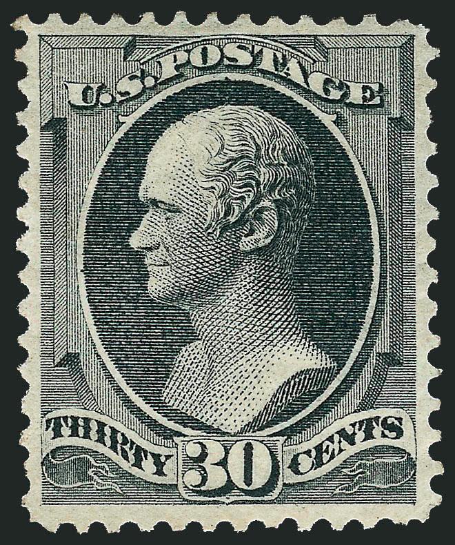 30c Gray Black (165).> Original gum, charcoal gray shade, fine impression on fresh paper<><>^EXTREMELY FINE. AN OUTSTANDING ORIGINAL-GUM EXAMPLE OF THE 30-CENT 1873 CONTINENTAL PRINTING. A SUPERB STAMP IN EVERY
RESPECT.^<><>When it comes to namin