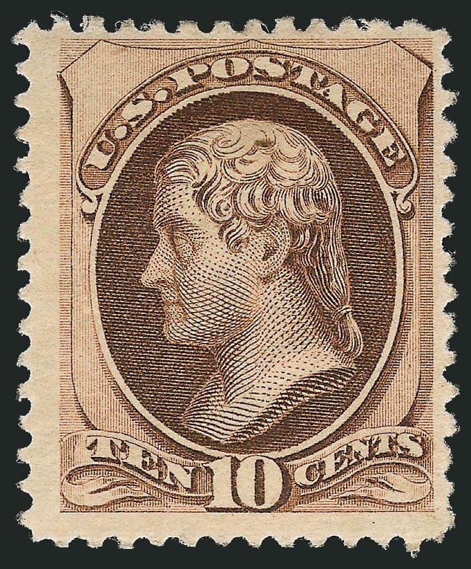 10c Brown, With Secret Mark (188).> Original gum, h.r., exceptionally fresh, natural winkle and small inclusion, otherwise Fine and attractive