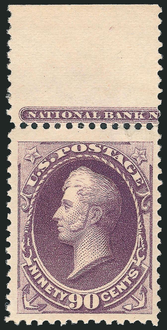 90c Purple (218).> Original gum, lightly hinged, part imprint selvage at top, wonderful dark color and sharp impression, wide margins, Extremely Fine, eye-catching single in splendid condition, with 2009 P.F.
certificate