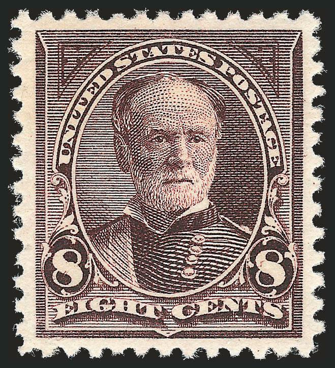 8c Violet Brown (257).> Mint N.H., deep rich color on bright paper, well-balanced margins, fresh and Extremely Fine, a pretty stamp, with 2005 P.S.E. certificate (XF 90 SMQ $1,100.00)