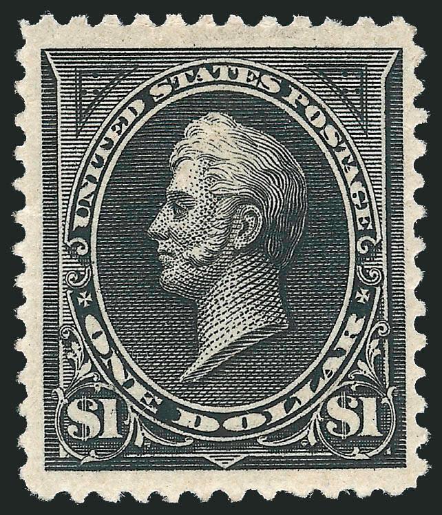 $1.00 Black, Ty. II (261A).> Original gum, bright shade, crisp impression, unusually wide margins<><>^VERY FINE AND CHOICE ORIGINAL-GUM EXAMPLE OF THE 1894 $1.00 TYPE II UNWATERMARKED ISSUE.^<><>With 2009 P.S.E.
certificate (OGph, VF 80 Jumbo SM