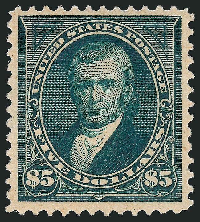 $5.00 Dark Green (278).> Original gum, lightly hinged, wide margins, strong color with a beautiful impression on crisp paper, Very Fine, with 2008 P.S.E. certificate