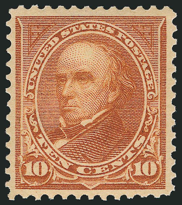 10c Orange Brown, Ty. II, Vertical Watermark (283a).> Mint N.H., attractively centered, fresh, bright color, Very Fine example of this overlooked watermark variety, seldom offered, ex Morris, with 1994 and 2009
P.F. certificates, former with part bot