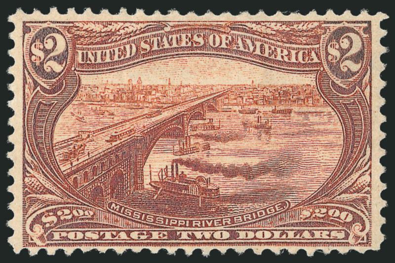 $2.00 Trans-Mississippi (293).> Original gum, deep rich color on bright paper, well-proportioned margins<><>^VERY FINE AND CHOICE ORIGINAL-GUM EXAMPLE OF THE $2.00 TRANS-MISSISSIPPI ISSUE.^<><>With 1981 P.F.
certificate